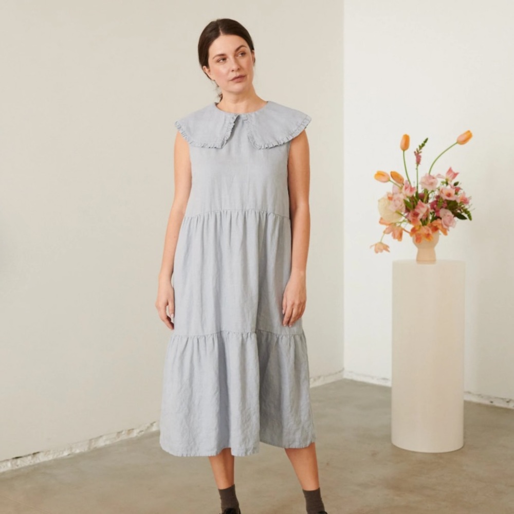 Linenfox Dusty Blue Linen Dress (Never Worn)